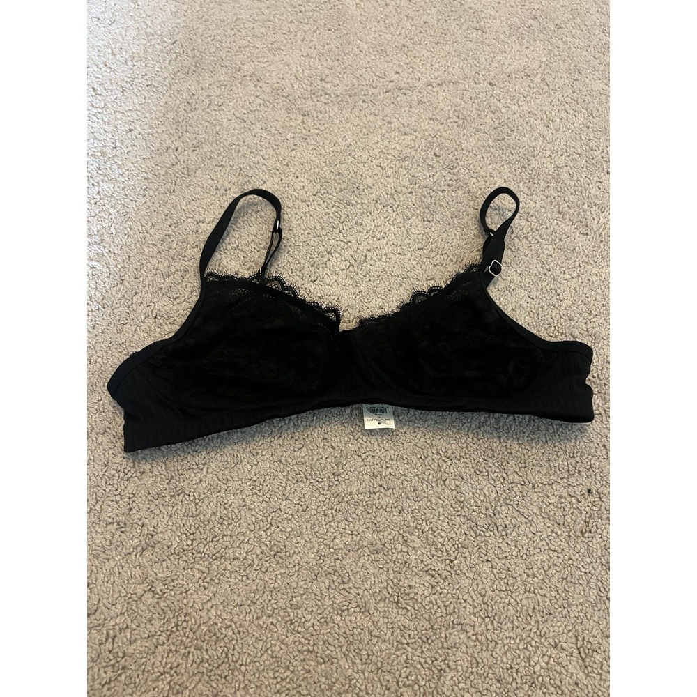 NWT Aerie Show Off Unlined Lace‎ Bralette Black Size Large Festival Boho Whimsy